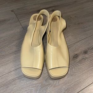 Bottega Veneta Leather Slingback Block Heel Sandals in Nude